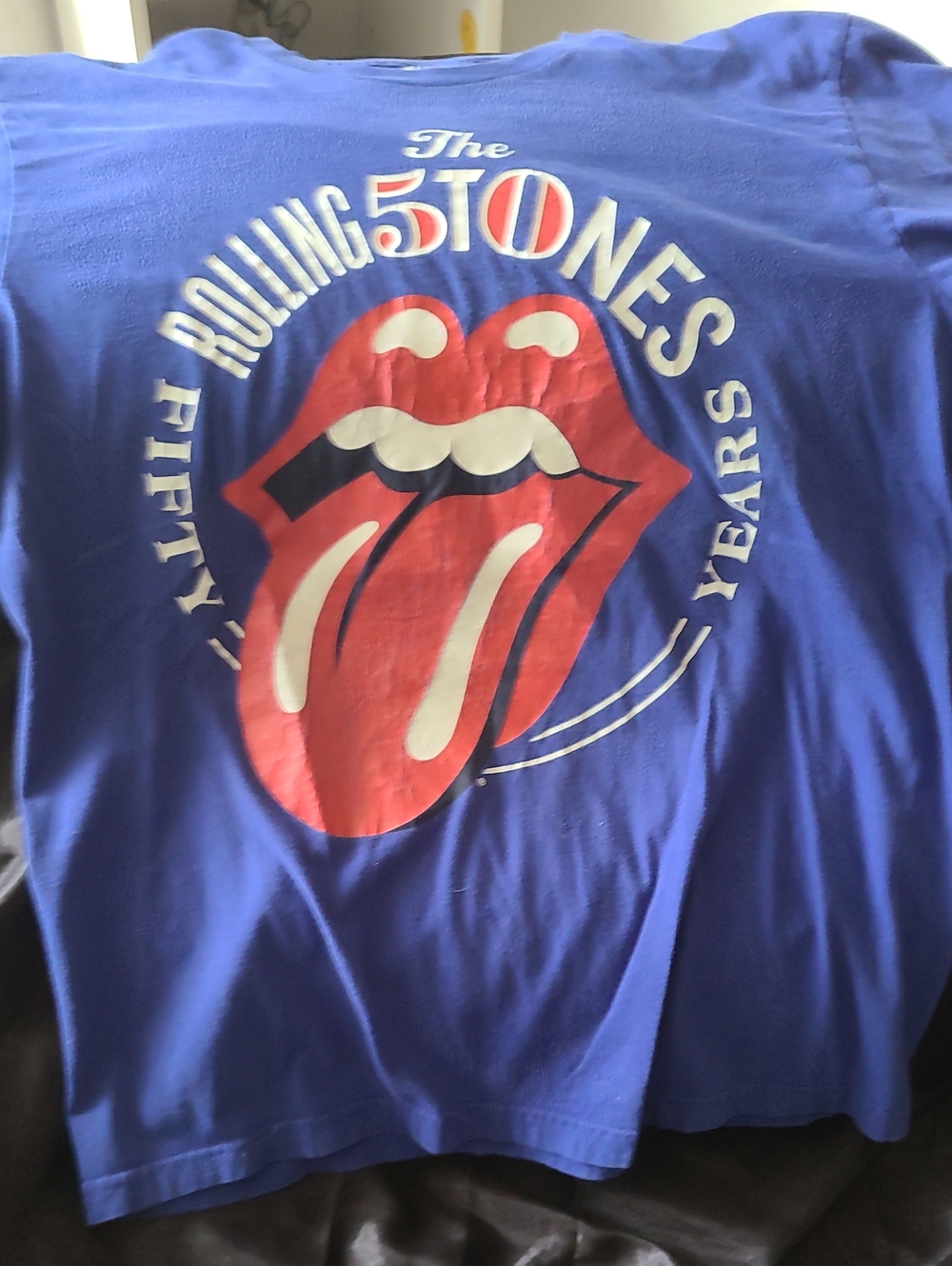 the Rolling Stones Blue Kids Short-Sleeve Tee with Red Tongue Logo